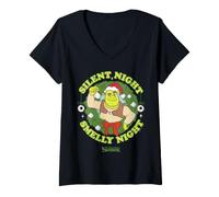 Femme Shrek Silent Night Smelly Night Funny Holiday T-Shirt avec Col en V