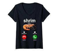 Femme Shrim Calling Misspelt Refuser Accepter Réponse Mal Meme T-Shirt avec Col en V
