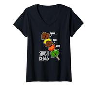 Femme Shush Kebab Jeu de Mots drôle T-Shirt avec Col en V
