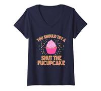 Femme Shut The Fucupcake, I Don't Give a Fuck, IDGAF, Sarcastique T-Shirt avec Col en V