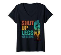 Femme Shut up Legs You're Fine - Amusant Gym Workout Fitness T-Shirt avec Col en V