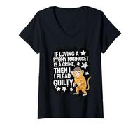 Femme Si Aimer Un Ouistiti pygmée est Un Crime, Citation drôle, Animal T-Shirt avec Col en V