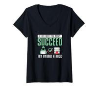 Femme Si au début Vous ne réussissez Pas, essayez Hybrid Attack Cyber Geek T-Shirt avec Col en V