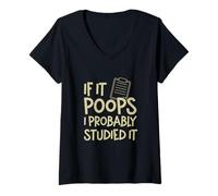 Femme Si ça Fait Caca, Je l'ai Probablement étudié Une zoologie drôle et Un zoologiste T-Shirt avec Col en V