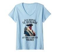 Femme Si Ce Drapeau Patriote Français fierté La France Patriotisme T-Shirt avec Col en V