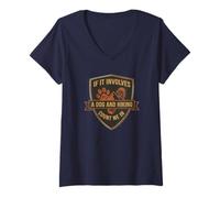 Femme Si Cela implique de la randonnée et Un Chien, comptez sur Moi | Funny Hiking T-Shirt avec Col en V