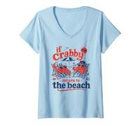 Femme Si Crabby revient à la Plage, Funny Crab Beach Vacation T-Shirt avec Col en V