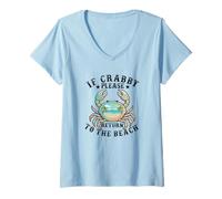 Femme Si Crabby s'il Vous plaît, retournez à la Plage pour des Vacances d'été Amusantes T-Shirt avec Col en V