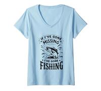 Femme Si j'ai disparu, je suis parti à la pêche, profitez-en T-Shirt avec Col en V