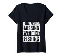 Femme Si J'Ai disparu, Je suis Parti pêcher T-Shirt avec Col en V