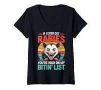 Femme Si jamais tu Attrape la Rage, tu ES en Haut de ma liste d'amis drôles T-Shirt avec Col en V