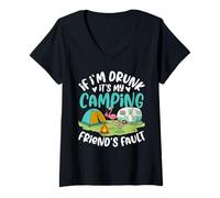 Femme Si Je suis bourré, C'est la faute de Mon ami de Camping T-Shirt avec Col en V