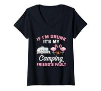 Femme Si Je suis Ivre, C'est la faute de Mon ami de Camping T-Shirt avec Col en V