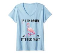 Femme Si Je suis Ivre, C'est sa faute, fête de Mariage Amusante Entre célibataires T-Shirt avec Col en V