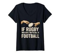 Femme Si Le Rugby était Facile, Ils l'appelleraient Football The Creation Adam T-Shirt avec Col en V