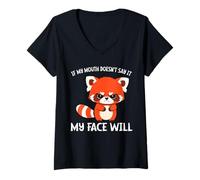 Femme Si ma bouche ne le dit pas, mon visage le dira T-Shirt avec Col en V
