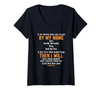 Femme Si Mon Peuple est appelé par Mon nom, 2 Chroniques 7:14 T-Shirt avec Col en V