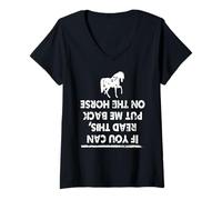 Femme Si Tu Lis Ça Remets-Moi sur Mon Cheval T-Shirt avec Col en V