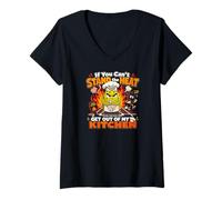 Femme Si tu ne Peux Pas Supporter la Chaleur, sors de ma Cuisine T-Shirt avec Col en V