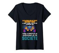 Femme Si Tu Peux Lire Ce Texte Pose La Manette Société Gaming T-Shirt avec Col en V
