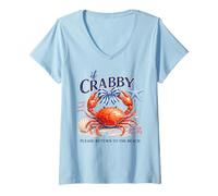 Femme Si Vous êtes Crabby, Veuillez Retourner à la Plage Ocean Crab T-Shirt avec Col en V