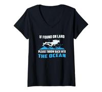 Femme Si Vous Le Trouvez sur Terre, jetez dans l'océan Plongée sous-Marine T-Shirt avec Col en V