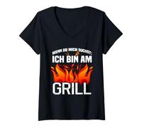 Femme Si Vous me Cherchez, Je suis au Barbecue T-Shirt avec Col en V