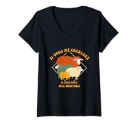 Femme Si Vous Me Cherchez Je suis avec Les Moutons Drôle Fermier T-Shirt avec Col en V