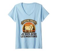 Femme Si Vous Me Cherchez Je suis avec Les Moutons Drôle Fermier T-Shirt avec Col en V