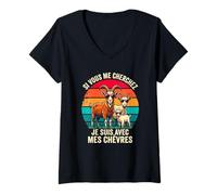 Femme Si Vous Me Cherchez Je suis avec Mes Chèvres T-Shirt avec Col en V