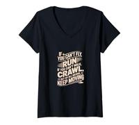 Femme Si Vous ne Pouvez Pas Voler, courez. Si Vous ne Pouvez Pas Courir, marchez T-Shirt avec Col en V
