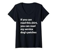 Femme Si Vous Pouvez Lire ceci, Vous Pouvez Lire Les Patchs de Mon Chien d'assistance T-Shirt avec Col en V