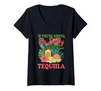 Femme Si vous voulez être salé, apportez de la tequila T-Shirt avec Col en V