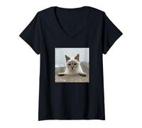 Femme siamix cat sorara2_001 T-Shirt avec Col en V
