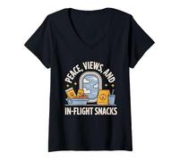 Femme Siège de fenêtre Loyalist Avion View Voyage Sky Watcher Jet T-Shirt avec Col en V