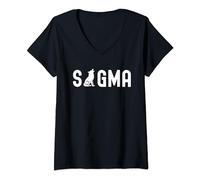 Femme Sigma mâle loup individualiste solitaire T-Shirt avec Col en V