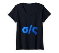 Femme Sigma minuscule - Dix-huitième lettre de l'alphabet grec T-Shirt avec Col en V