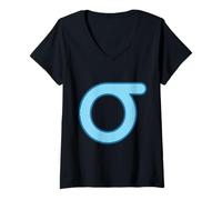 Femme Sigma minuscule - Dix-huitième lettre de l'alphabet grec T-Shirt avec Col en V