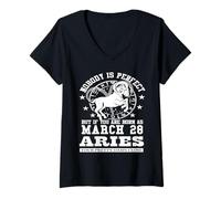 Femme Signe Astrologique Bélier 28 Mars Horoscope drôle Anniversaire T-Shirt avec Col en V