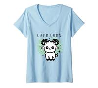 Femme Signe Astrologique Capricorne Astrologie Horoscope Capricorn T-Shirt avec Col en V