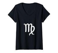 Femme Signe de la Vierge Minimaliste Symbole Zodiaque Amoureux Astrologie T-Shirt avec Col en V