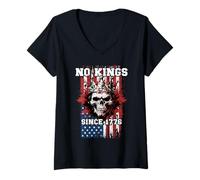 Femme Signe de Protestation américaine Résistance Pas de Rois T-Shirt avec Col en V