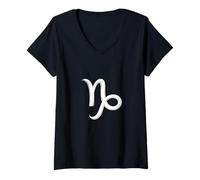 Femme Signe du Capricorne Minimaliste Symbole Zodiaque Amoureux d'astrologie T-Shirt avec Col en V