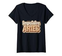 Femme Signe du Zodiaque Bélier Astrologie Anniversaire Horoscope T-Shirt avec Col en V