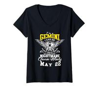 Femme Signe du Zodiaque Gémeaux 22 mai Horoscope drôle Astrologie T-Shirt avec Col en V