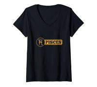 Femme Signe du Zodiaque Poissons Secrets de l'eau T-Shirt avec Col en V