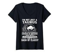 Femme Signe du zodiaque Taureau Horoscope drôle Têtu Astrologie T-Shirt avec Col en V