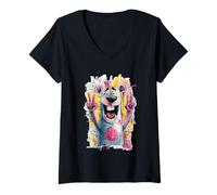 Femme Signe Graphique Pop Graffiti Double Peace en Forme de Lapin, Dessin animé T-Shirt avec Col en V