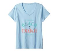 Femme s'il s'agit de Plage et de Cocktails, comptez-Moi en été T-Shirt avec Col en V