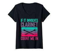 Femme s'il s'agit d'une Clarinette, comptez Moi dans la Clarinette T-Shirt avec Col en V
